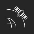 Geostationary Satellite chalk white icon on dark background Royalty Free Stock Photo