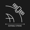 Geostationary Satellite white linear icon for dark theme