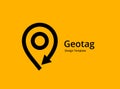 Geotag with arrow or location pin logo icon design