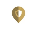 Geotag with shield or location pin logo icon design