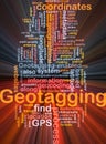 Geotagging coordinates background concept glowing Royalty Free Stock Photo