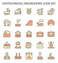 Geotechnical engineering and soil testing vector icon