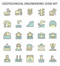 Geotechnical engineering and soil testing vector icon