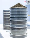 Geotechnical Soil Testing with Sieve Stack Royalty Free Stock Photo