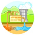 Geotermal power plant. Eco Green Energy concept. Vector illustration in flat style