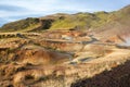 Geothermal area in Krysuvik on early sunny morning, Southern Peninsula Reykjanesskagi, Reykjanes Peninsula, Iceland