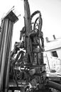 Geothermal drilling machine black and white Royalty Free Stock Photo