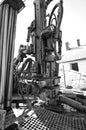 Geothermal drilling machine black and white Royalty Free Stock Photo