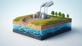Geothermal energy extraction process Royalty Free Stock Photo