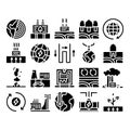 Geothermal Energy Glyph Set Vector Illustrations