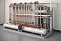 geothermal energy system with heat exchanger, delivering hot water for heating and cooling