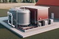 geothermal energy system with heat exchanger and hot water storage tank