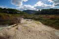 Geothermal ground with Sulfur in green area New-Zealand Royalty Free Stock Photo