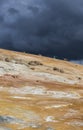 Geothermal Landscape Krafla, Iceland with Tourists