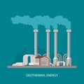 Geothermal power plant and factory. Energy industrial concept.