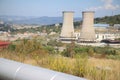 Geothermal power production, Larderello in Italy Royalty Free Stock Photo