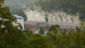 Geothermal Power Station in a mountainous area. Ulubelu Geothermal Power Plant in Lampung, Indonesia