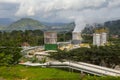 Geothermal Power Station in a mountainous area. Ulubelu Geothermal Power Plant in Lampung, Indonesia