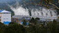 Geothermal Power Station in a mountainous area. Ulubelu Geothermal Power Plant in Lampung, Indonesia