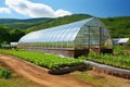 geothermal-powered greenhouse in rural setting Royalty Free Stock Photo