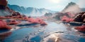 geothermal springs with bright and unusual shades . Generative Ai