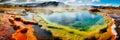 geothermal springs with bright and unusual shades . Generative Ai