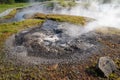 Geothermal Utu geyser source of the Secret Lagoon hot spring pool near Fludir, Iceland