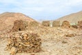 Geoup of ancient stone beehive tombs, archaeological site near al-Ayn, sultanate Oman