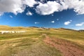 The ger camp in a large meadow at Ulaanbaatar , Mongolia Royalty Free Stock Photo