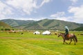 The ger camp in a large meadow at Ulaanbaatar , Mongolia Royalty Free Stock Photo
