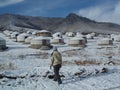 A ger (Mongol tent) camp resort at the breathtaking Bogd Khaan valley, Tuv province, Mongolia.