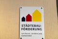 a german Urban development funding sign Royalty Free Stock Photo