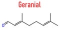 Geranial lemon fragrance molecule. Citral. Skeletal formula.