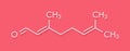 Geranial lemon fragrance molecule. Skeletal formula.