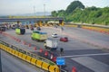 Gerbang Tol Kahuripan Utama or toll gate, during the Eid homecoming atmosphere, Karawang, West Java Indonesia