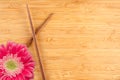 Gerber Daisy and Chopsticks on a Bamboo Background Royalty Free Stock Photo