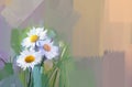 Oil painting White Gerbera, dasie flowers. Royalty Free Stock Photo