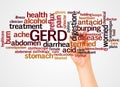 GERD word cloud and hand with marker concept