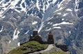 Gergeti Church. Mountains. Stepantsminda. Georgia. Royalty Free Stock Photo