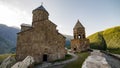 Gergeti, Georgia - August 5, 2015: Tsminda Sameba / Holy Trinity Church near the Kazbegi-Gergeti village, Georgia. Royalty Free Stock Photo