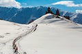 Gergeti Trinity Church against the mountain Kazbek Royalty Free Stock Photo