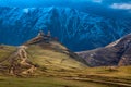 Gergeti Trinity Church before the storm Royalty Free Stock Photo