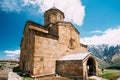 Gergeti Trinity Church Or Tsminda Sameba - Holy Trinity Church Near Village Of Gergeti In Georgia.