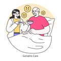 Geriatric Care concept. Flat vector illustration.