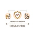 Geriatric social worker concept icon