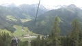 Taking cable car up to Isskogel mountain peak at village Gerlos in Tirol Austria