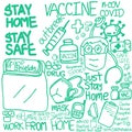 Set of stay home stay safe Coronavirus vision Covid-19 viruses .