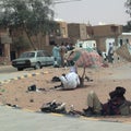 People resting and chating in the street