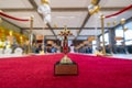 German Abitur Graduation party room decoration and Award sculptures red carpet preparations for surprise party