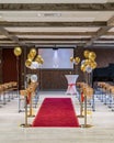 German Abitur Graduation party room decoration and Award sculptures red carpet preparations for surprise party